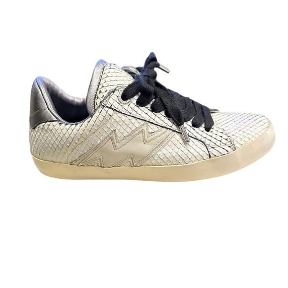 Zadig & Voltaire Neo Keith White Snakeskin Embossed Sneakers Size 7.5 - Picture 4 of 13